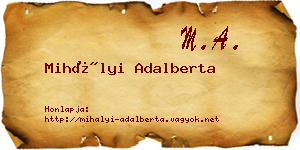 Mihályi Adalberta névjegykártya